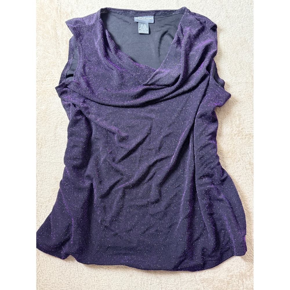 Notations Purple Metallic Cowl Neck Top XL VTG Y2K Whimsigoth Witchy Fairycore
